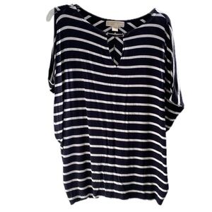 Michael Kors - Women's - Black / White Stripe - Top - Shirt - Size: Large